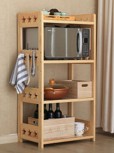 Kitchen Shelf Floor Solid Wood Microwave Oven Oven Storage Rack Multi-Layer Electrical Storage Cabinet Northern Europe Simple Shelf