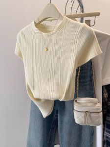 Áo Thun Tay Ngắn Dáng Rộng Màu Trơn Mùa Hè Cho Nữ Cỡ Lớn Phong Cách Hàn Quốc Thường Ngày Cổ Tròn Tay Dài Thường