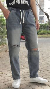 Quần jean nam Baggy Lưng Thun ống suông chất bò denim VNO142