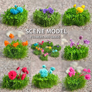 3pcs/lot Miniature Flower Cluster Artificial Plants for Diy Model Making/Train Layout/Garden Decoration/Diorama Random Colors