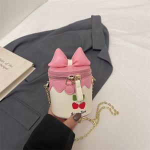 Adorable Princess Style Kids Crossbody Bag Girls Single Shoulder Bag Fashionable Childrens Accessory Cute Small Bucket Shape