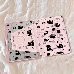 case iPad Gen10 Air6 ที่ใส่ปากกา โบว์ริบบิ้นลูกแมว เคสiPadหมุน 360° Gen9 10.2 Pro11 2024 Air7 Gen11
