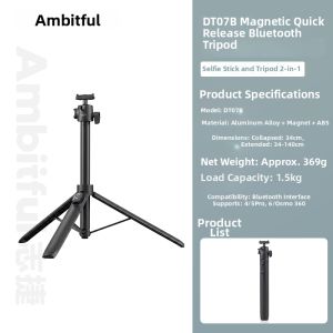 AMBITFUL | Bluetooth Remote Control Magnetic Quick Release Extendable 1.4m Tripod & Selfie Stick