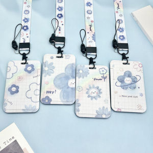FLOWERS Lanyard card holder ID Credit Bank Business Card Students Bus Neck Lanyard Card Case