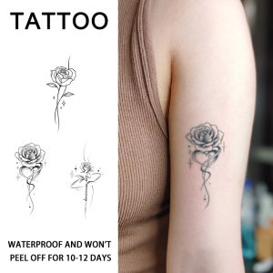 Rose Herbal Temporary Tattoo Stickers Long-lasting Waterproof for One to Two Weeks Fake Tattoo for Women Arm Neck Leg