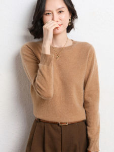 Australian Merino Wool Sweater Large Size Knitted round Neck Base Layer Shirt Womens Fashion Commute Style Long Sleeve Regular Length