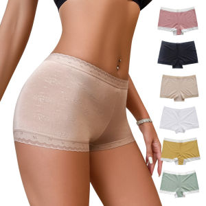 Sentexin 3/6 Pack Womens Middle Waist Panties Thin Boxers Underwear Soft Boyshorts Lingerie Intimate Underpants M-XL