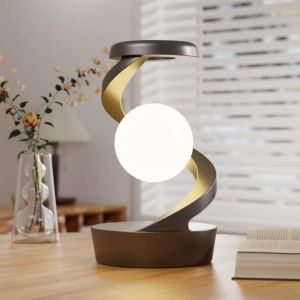 💥Dream Best🔥 3D Levitating Ball Lamp with Wireless Phone Charger Creative Table 3D LED Lamp Floating Moon Table Lamp for Bedroom Novelty Gift