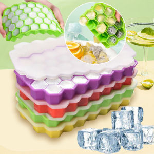 37 Grid Silicone Ice Cube Tray with Lid - Reusable BPA-Free Ice Mold for DIY Popsicles Ice Maker Tray for Freezer
