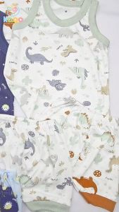 Setelan Baju Kutung Celana Pendek Bayi Print Dino Fiyeli Baby Matching Set Fullprint