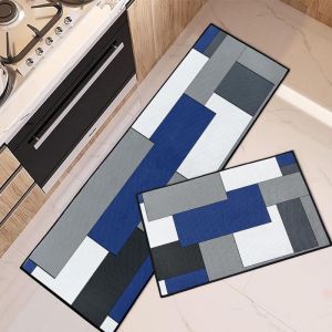 VIKAMA Bắc Âu Phong Cách Hình Học Thảm 1/2 Miếng Chống Trơn Trượt Có Thể Giặt Được Thảm Trải Sàn Nhà Bếp Trong Nhà Trang Trí Nhà Cửa Thảm Polyester