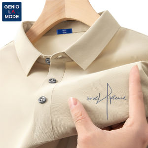 Genio Lamode Ice Silk Breathable Mens Polo Shirt Short Sleeve Summer Unique Design T-Shirt Loose Fit Printed Casual Wear