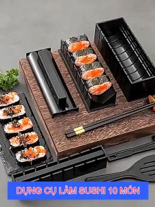 Bộ Khuôn Dụng Cụ Làm Sushi Cơm Cuộn 10 Món Tiện Lợi Nhanh Chóng