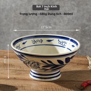 SHELI | Bát Sứ Lớn Phong Cách Retro Tranh Tô Tay cho Nhà Hàng Sáng Tạo