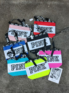 Fashionable Large Capacity Yoga Sports Fitness Shoulder Bag Pink Letter Tot Tote Bag Shopping Bag with Zipper Handbag