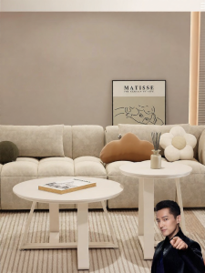 Creamy Style Round Simple Modern Coffee Table