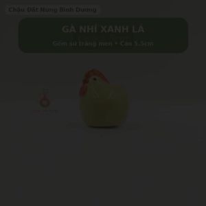 Trang trí sân vườn - Gà nhí xanh lá đang ngồi cao 5.5cm - GANHIXANHLA1