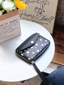 HANAMI Dompet Mini Slot Atm Cantik WA1132B5 Kartu Naoki Aesthetic Resleting Hitam Premium Wanita