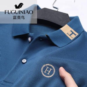 Korean Style Polo Shirt Mens Long Sleeve T Shirt Solid Color Casual Embroidery Tops Turn Down Collar Polo Shirt