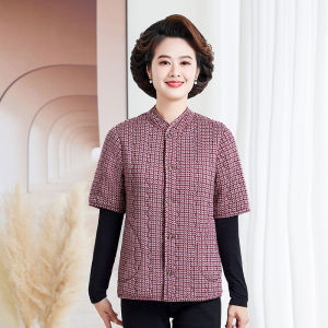 Womens Mid-Sleeve Shoulder Pad Vest Vest Middle-Aged Mom Cotton Vest Womens Camel Cotton New Arrival Rabbit Fur Vest