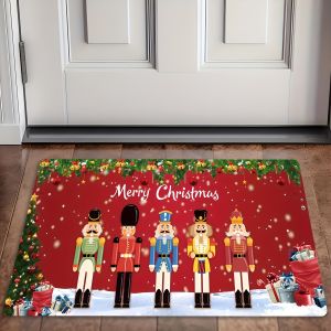 VIKAMA Christmas Nutcracker Doormat Anti-Slip & Noise-Reducing Entrance Hallway Mat Bathroom & Toilet Rug Home Decor