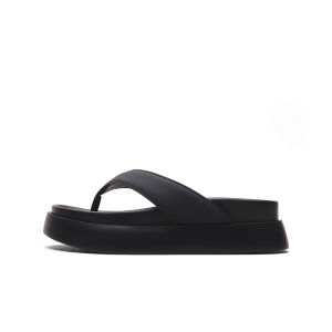 Thick Heel Thong Slippers Women Summer Outdoor Wear 2025 New Heightening Casual Holiday Beach Shoes Leather Inner Material