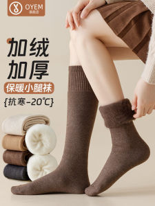 Thickened Fleece Long Tube Socks Womens Winter Warm over Knee Home Sleepwear Polyester Nylon Spandex Blend High Tube Socks