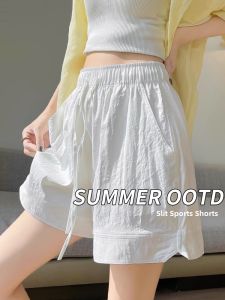 YAYANGREN | White Cotton Linen Yamamoto Shorts Women Summer New Outwear Casual Sports Quick Dry Ice Silk Five Parts Pants High Waist Wide Leg