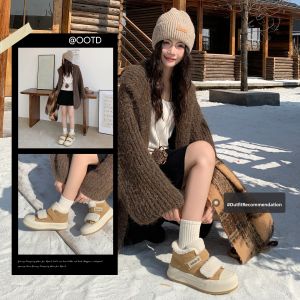 Josiny | High-cut Fleece-lined Warm Winter Shoes Magic Tape Thick Bottom