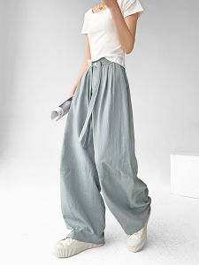 Womens High Waist Wide Leg Pants Spring Autumn Loose Fit Drapey Lazy Style Fashionable Casual Trousers Cotton Blend