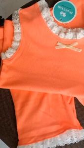 Bộ thun tăm siêu co giãn mềm mại phối ren nơ xinh xắn cho bé gái 8 - 20kg