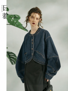 Retro Blue Denim Jacket Loose Pure Cotton Short