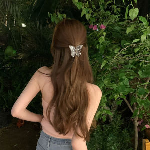 Butterfly Transparent Back Head Barrettes Stylish Peach Tea