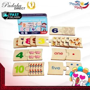 Wooden Number Matching Puzzle Toy | Counting & Early Math Learning Game for Toddlers Age 2-5 with Metal Storage Box Montessori