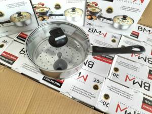 หม้อด้าม หม้อสแตนเลส 20ซม ฝาแก้ว (แถม🚩แผ่นรองนึ่ง) หม้อต้มโจ๊ก หม้อเล็ก ใช้ได้ทุกเตา ใช้งานสะดวก