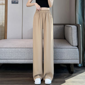 Ice Silk Banana Wide Leg Pants Womens Spring 2025 New Style Casual Straight Cut Slimming Trousers High Waist Long Pants