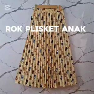 Rok Plisket Anak Perempuan Premium Tebal Murah Motif Bear