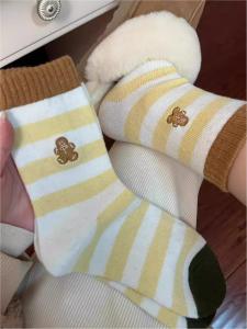 Thickened Fleece Lined Embroidered Woolen Mid-Calf Socks for Women Winter Warm Cute Sweet Style Yuxi Tan Brand Exclusive