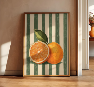 Orange Wall Decor Orange Fruit Poster Farmhouse Kitchen Art Painting Kitchen Prints Trendy Food Art Retro Kitchen Art Frui