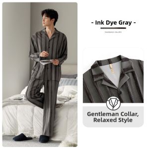 JIALEFEN | Men Pure Cotton Long Sleeve Home Wear Set
