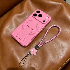 Ốp Điện Thoại iPhone Cao Cấp Có Chân Đế Gập Kèm Dây Đeo Tương Thích Sạc Không Dây Magsafe Có Chức Năng Làm Giá Đỡ Cho Các Dòng Máy 17 16 15 13 14 12 11 Pro Max