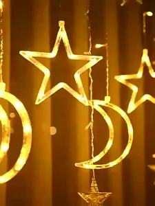 LED Star Moon String Light Warm/Multicolor Christmas Garland Lamp Battery Powered LED Curtain Fairy Lamp for Room New Year Decor