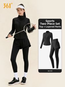 361° | Womens Yoga and Fitness Suit Long-sleeve Top with Waist Pocket Long Pants