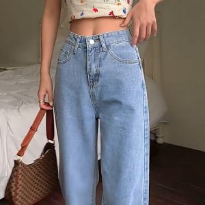 Celana Kulot Highwaist Jeans Wanita Premium Biru