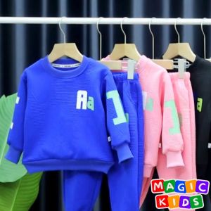Kids High Quality Cotton Terno Sweater and Jogger Pants Trouser Crewneck Fashion Tops for Boys and Girls 2-10 Years Old