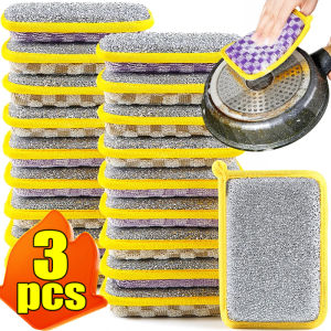 1/3Pcs Double Side Dishwashing Sponge Reusable Dish Washing Brush Pan Pot Dish Wash Sponges Household Kitchen Cleaning Tools