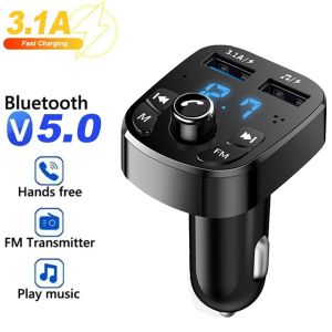 Kebidumei | Hands-free Bluetooth 5.0 MP3 Car Charger FM Transmitter Wireless Dual Equipped Player Bluetooth LED Display Dual USB Car Charger