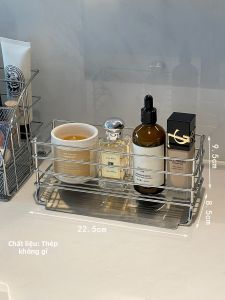 Tổ chức bàn bằng thép không gỉ phong cách hiện đại cho đồ vệ sinh và lưu trữ linh tinh có thể gắn tường
