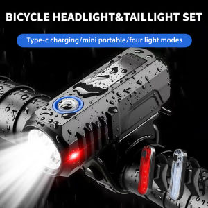 USB Rechargeable Bike Light Set Front Light with Taillight Easy to Install 3 Modes Bicycle Accessories for the Bicycle