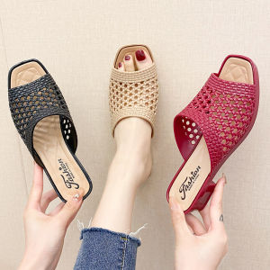 JIFANPAUL | Lace-up Versatile Crystal Heel Slippers